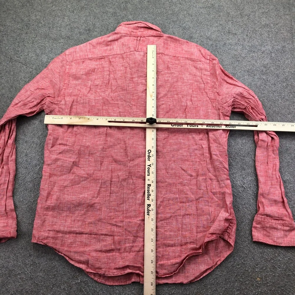 Banana Republic Shirt Mens Medium Red Linen Long Sleeve Button Down Camden Fit